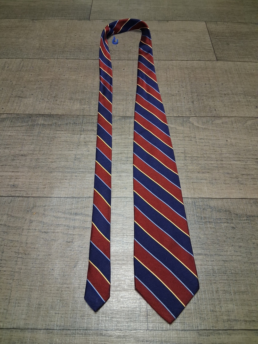 Vintage Brooks Brothers Red, Navy & Gold Striped Pure Silk Made In USA